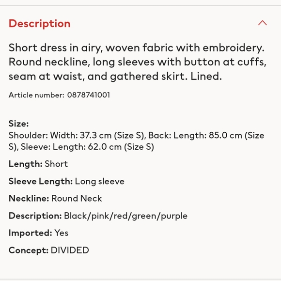 NEW Embroidered H&M Divided Mini Dress, Med, Floral Loose Shift, Black Midi - Picture 4 of 16